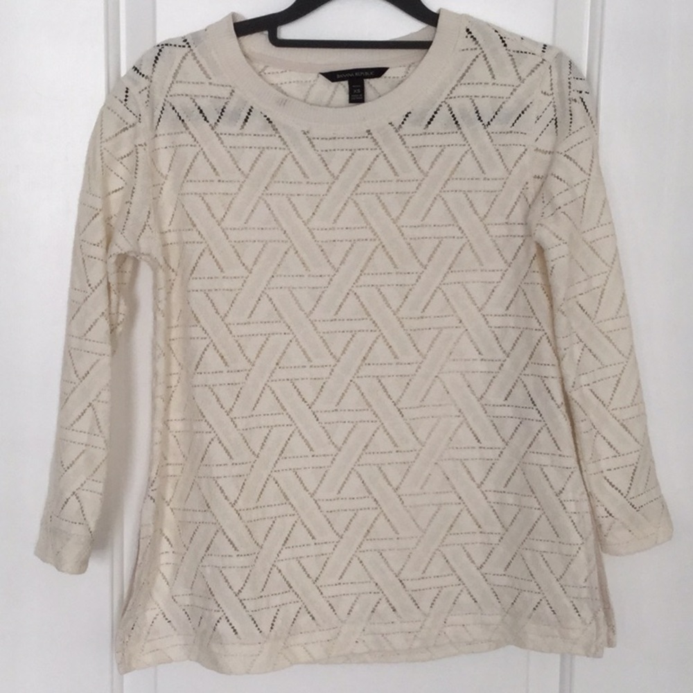 Banana Republic Cream 3/4 Sleeve - Petite XS